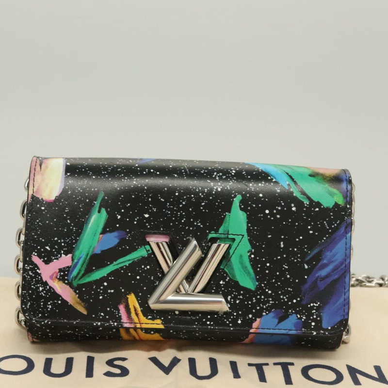 【日本直送】LOUIS VUITTON 潑墨印花 Portefeuille 鏈條皮夾 黑色 M67695 正品 bs27258M-11
