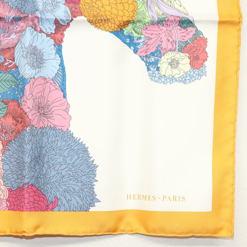 【日本直送】愛馬仕 Carre 45 絲巾「ROBE LEGERE」橘色真絲款 Auth am8904-4
