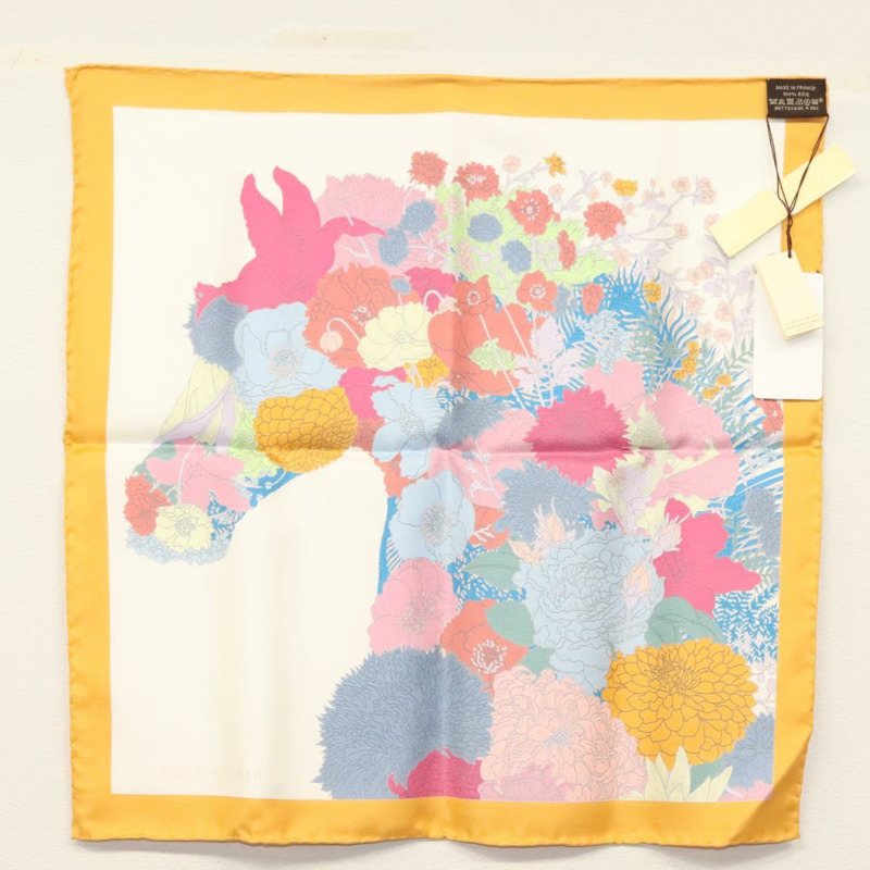 【日本直送】愛馬仕 Carre 45 絲巾「ROBE LEGERE」橘色真絲款 Auth am8904-6