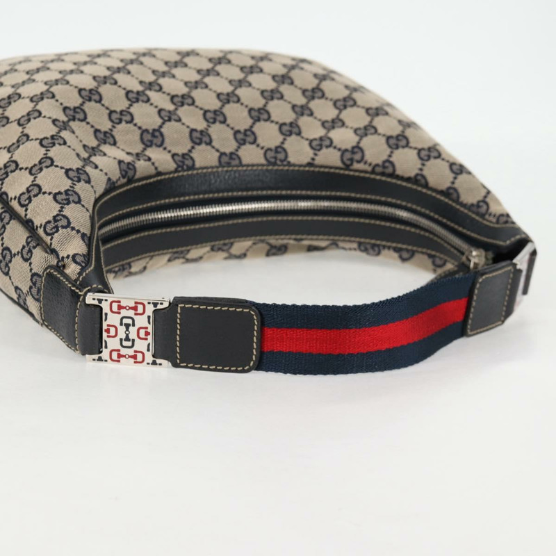 【日本直送】GUCCI GG 帆布雪莉線單肩包海軍藍米紅色 145757 正品 yk18918V-6