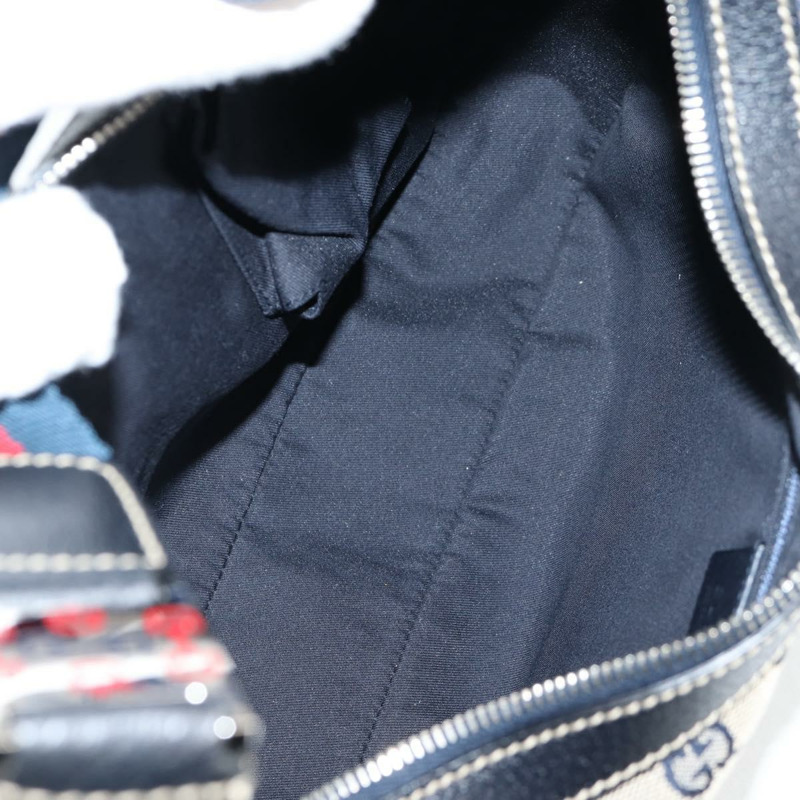 【日本直送】GUCCI GG 帆布雪莉線單肩包海軍藍米紅色 145757 正品 yk18918V-10