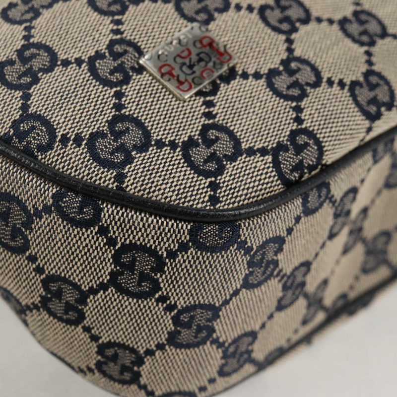【日本直送】GUCCI GG 帆布雪莉線單肩包海軍藍米紅色 145757 正品 yk18918V-14