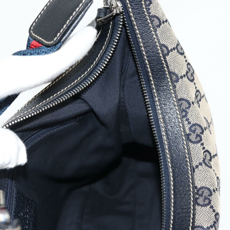 【日本直送】GUCCI GG 帆布雪莉線單肩包海軍藍米紅色 145757 正品 yk18918V-20