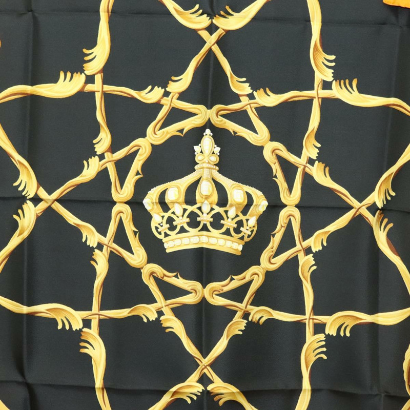 【日本直送】HERMES Carre 90 圍巾皇冠絲綢黃色正品 am8845-5