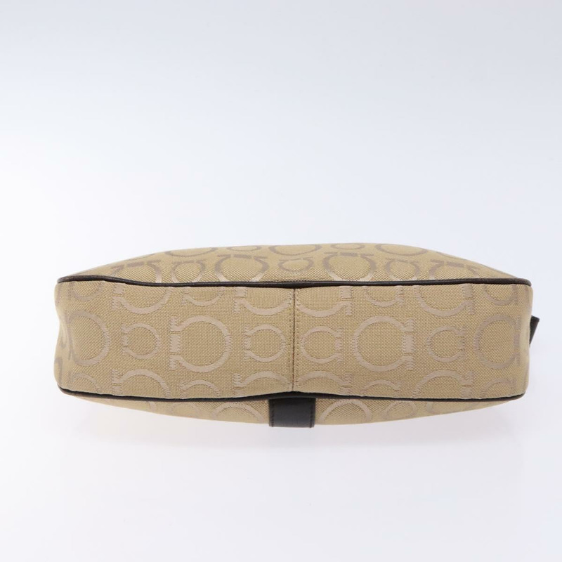 【日本直送】Salvatore Ferragamo Gancini 手袋 帆布 米色 銀色 正品 bs28514-4