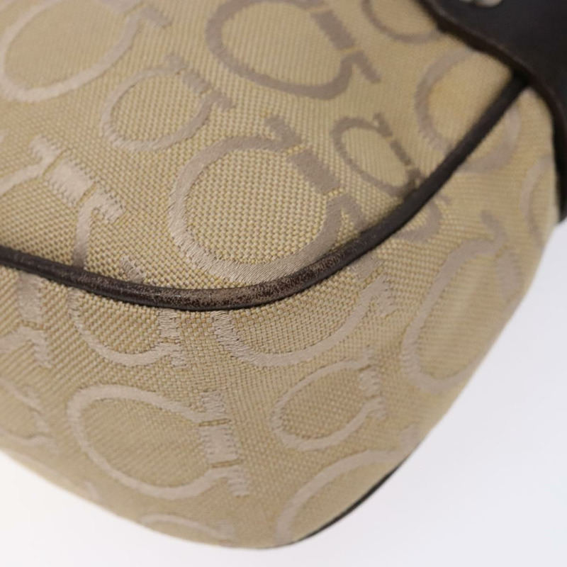 【日本直送】Salvatore Ferragamo Gancini 手袋 帆布 米色 銀色 正品 bs28514-8