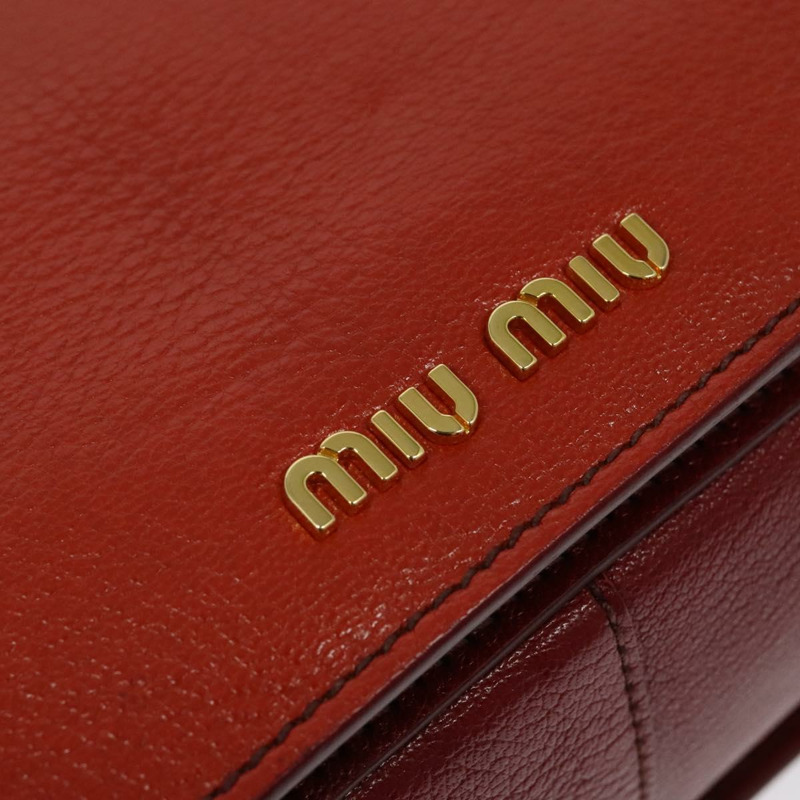 【日本直送】Miu Miu 手提包 皮革 2 用 紅色 金色 正品 bs28494-19