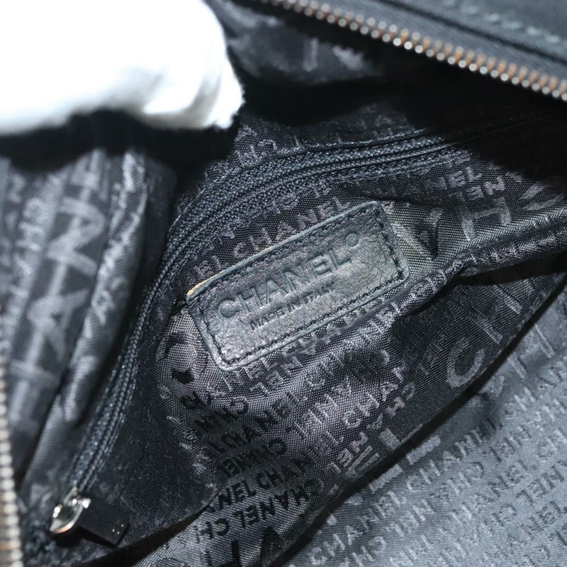 【日本直送】香奈兒鏈單肩包 棉質 黑色 銀色 CC 正品 BA3021-16