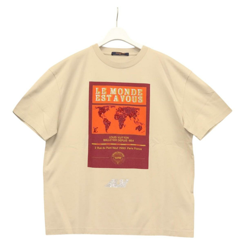 【日本直送】LOUIS VUITTON 米色棉質 T 卹 LV 正品 ym008M-0