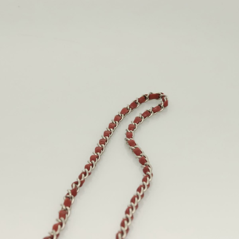 【日本直送】香奈兒 Choco Bar 鏈單肩包 小羊皮 紅色 銀色 CC 正品 BA3678-7
