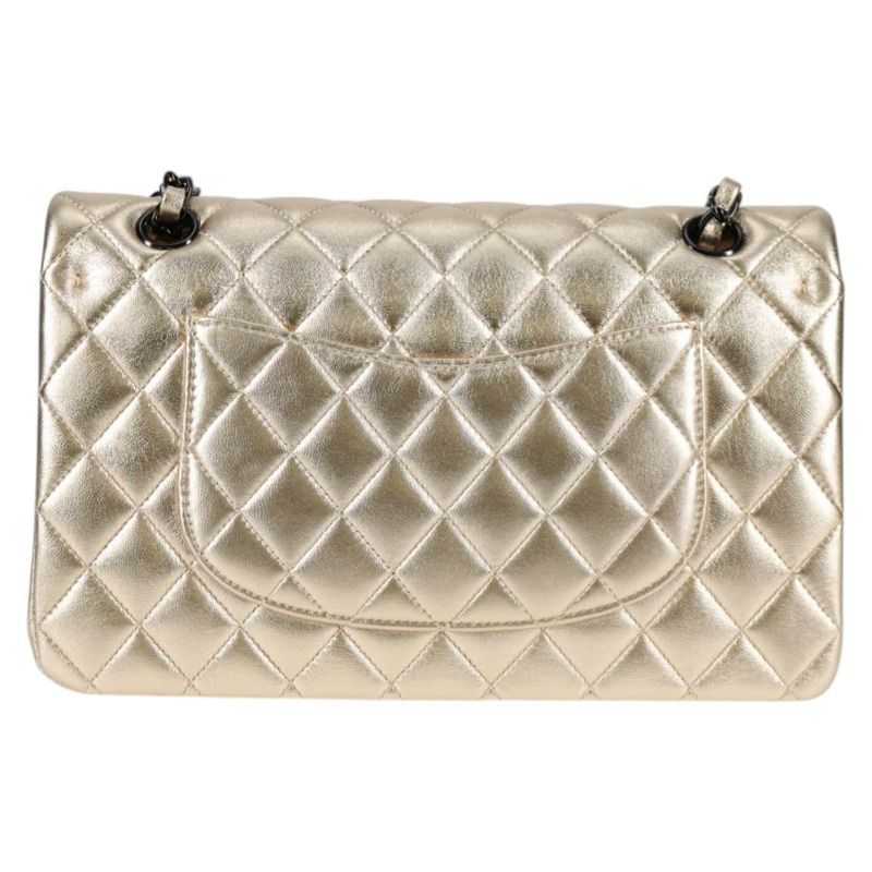 【日本直送】香奈兒 Matelasse 25 雙翻蓋鏈條包 小羊皮 金 CC 正品 BA4084SM-1