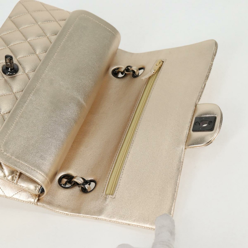 【日本直送】香奈兒 Matelasse 25 雙翻蓋鏈條包 小羊皮 金 CC 正品 BA4084SM-7