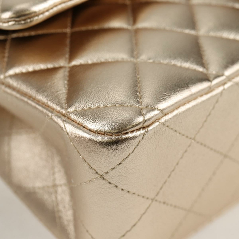 【日本直送】香奈兒 Matelasse 25 雙翻蓋鏈條包 小羊皮 金 CC 正品 BA4084SM-14