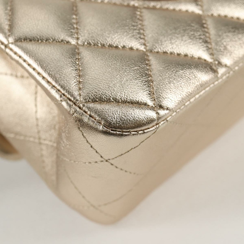 【日本直送】香奈兒 Matelasse 25 雙翻蓋鏈條包 小羊皮 金 CC 正品 BA4084SM-16