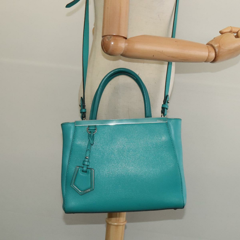 【日本直送】FENDI Petite To Jules 手提包 皮革 銀色 祖母綠 正品 BA4473-23