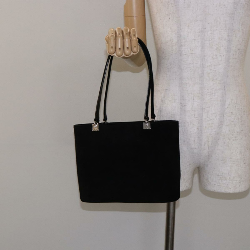 【日本直送】Salvatore Ferragamo Gancini 手提包 絨面革 黑色 銀色 正品 BA4406-19