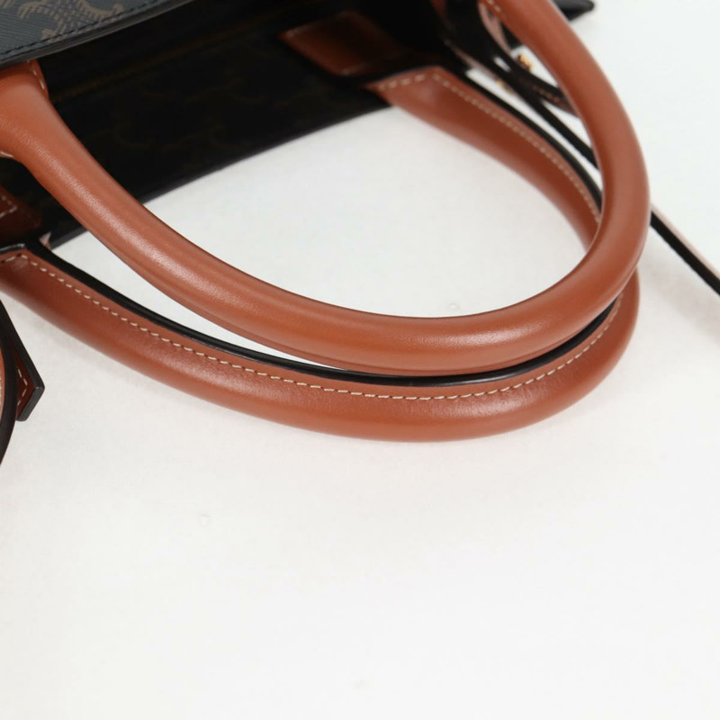 【日本直送】CELINE Triomphe 帆布垂直 Cabas 小號包 PVC 兩用款 黑金色 正品 BA4512M-6