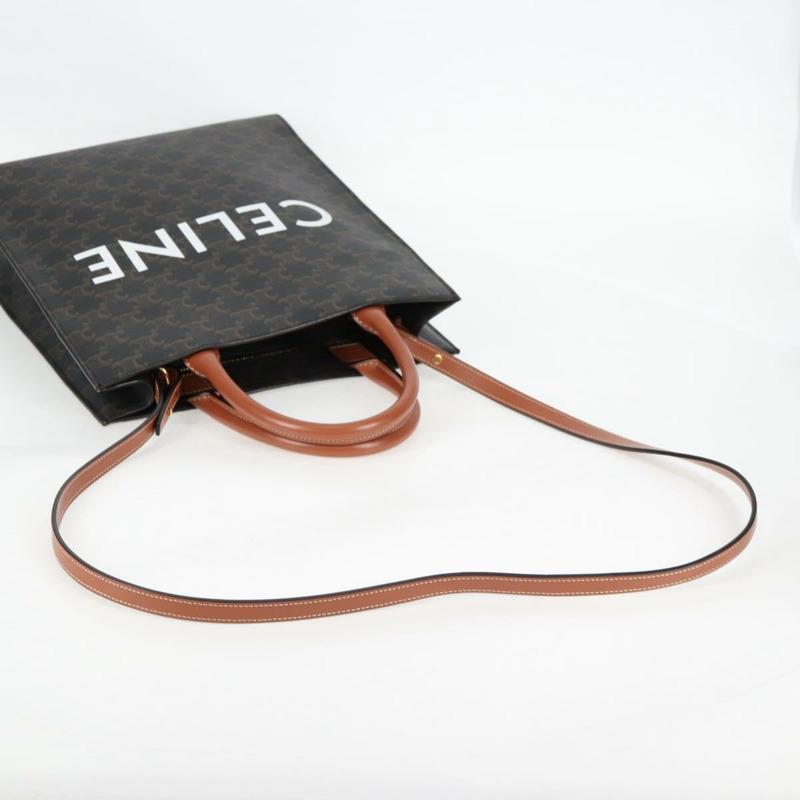 【日本直送】CELINE Triomphe 帆布垂直 Cabas 小號包 PVC 兩用款 黑金色 正品 BA4512M-7