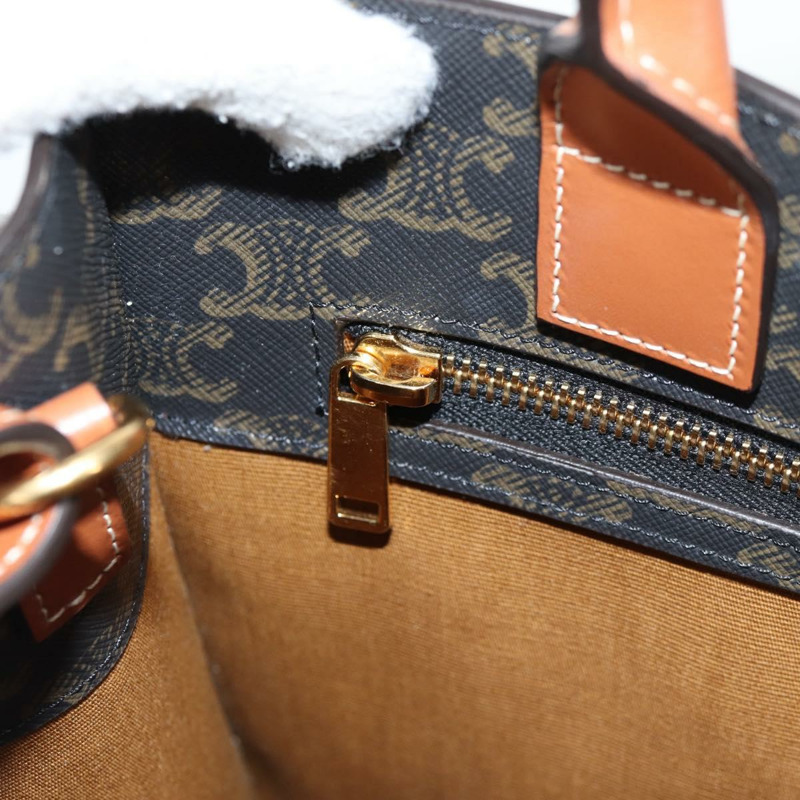 【日本直送】CELINE Triomphe 帆布垂直 Cabas 小號包 PVC 兩用款 黑金色 正品 BA4512M-20