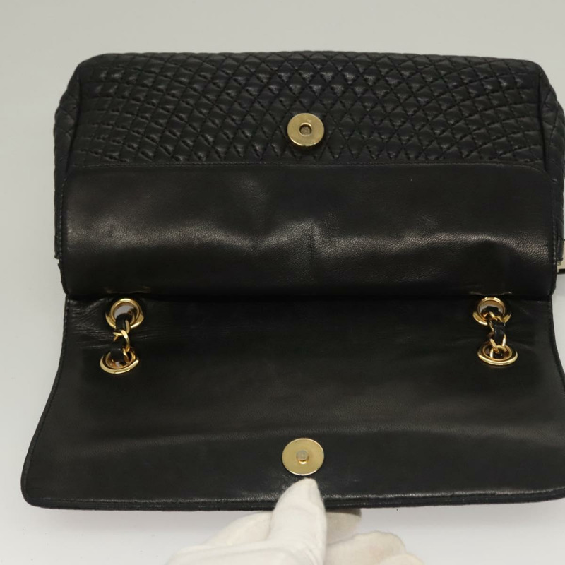 【日本直送】BALLY 絎縫鏈條單肩包 皮革 黑色 金色 正品 BA4302-8