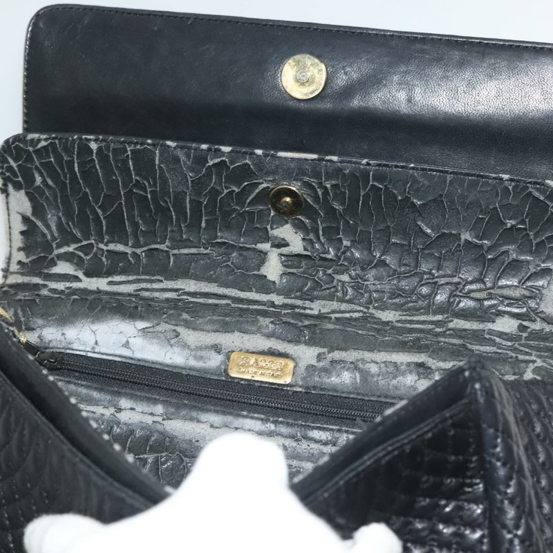 【日本直送】BALLY 絎縫鏈條單肩包 皮革 黑色 金色 正品 BA4302-9
