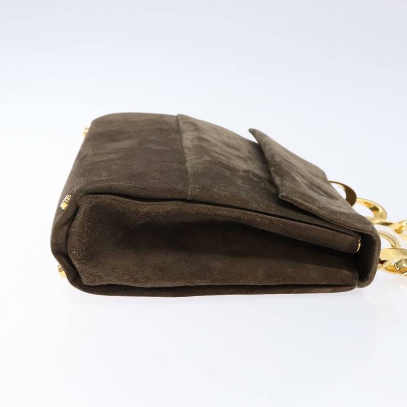 【日本直送】Salvatore Ferragamo 鏈條手提包 絨面革 灰金色 正品 BA4690-2