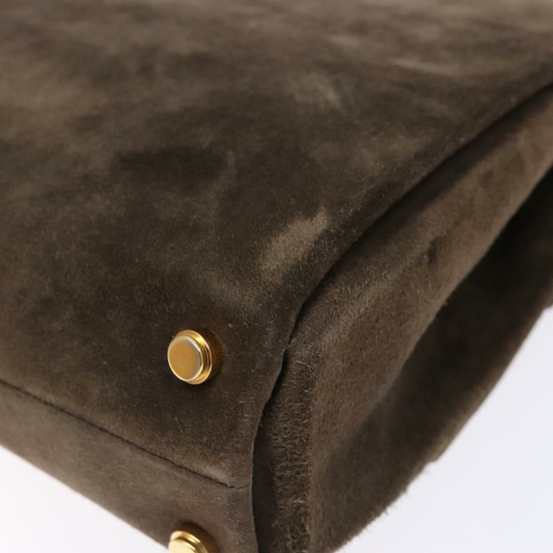 【日本直送】Salvatore Ferragamo 鏈條手提包 絨面革 灰金色 正品 BA4690-8