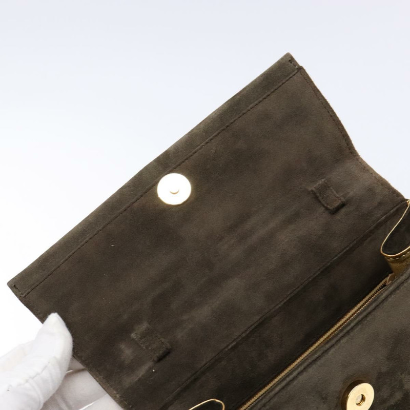 【日本直送】Salvatore Ferragamo 鏈條手提包 絨面革 灰金色 正品 BA4690-9