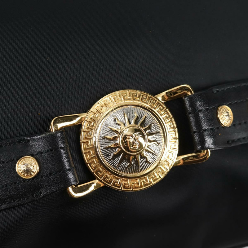 【日本直送】范思哲鏈條單肩包 尼龍 黑色 金色 正品 BA4795-18