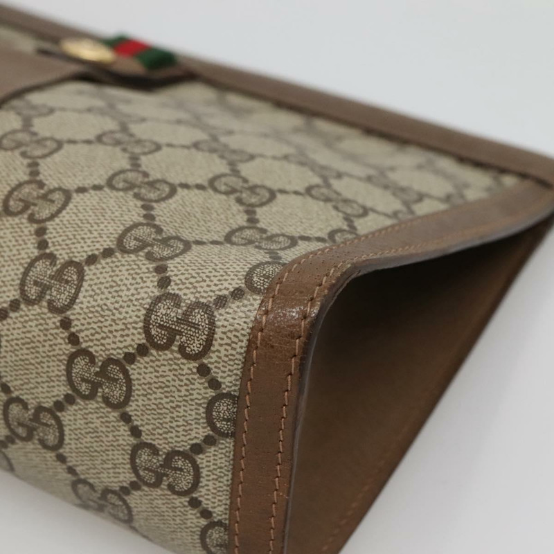 【日本直送】GUCCI GG Supreme Web Sherry Line 手拿包 PVC 米金色 89 01 033 正品 BA4582-6
