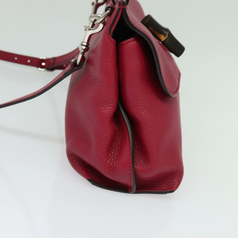 【日本直送】GUCCI 竹節日常手提包 皮革 兩用 粉紅色 銀色 370831 正品 BA4678-3