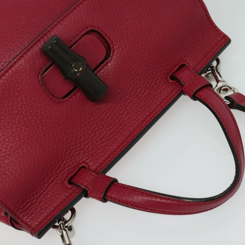 【日本直送】GUCCI 竹節日常手提包 皮革 兩用 粉紅色 銀色 370831 正品 BA4678-5