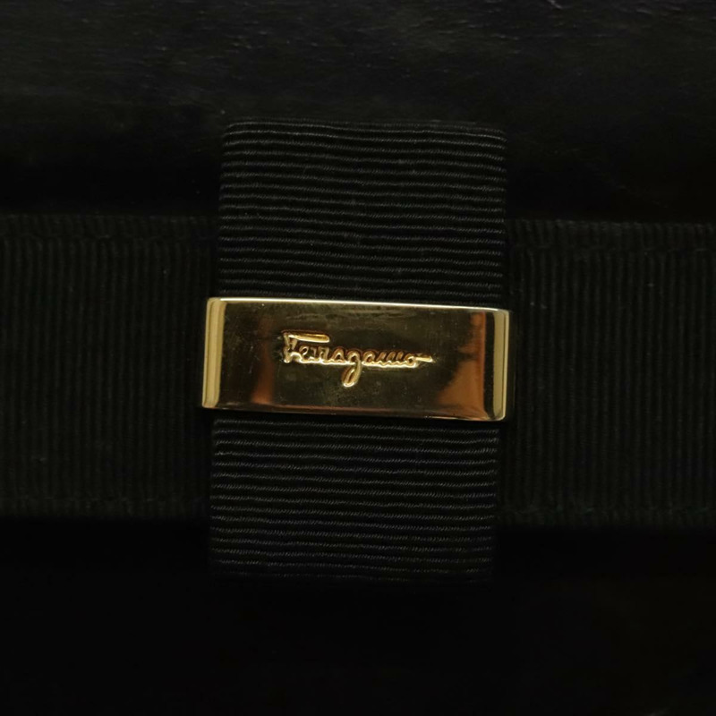 【日本直送】Salvatore Ferragamo Vala 手提包 皮革 黑金色 正品 BA4594-8