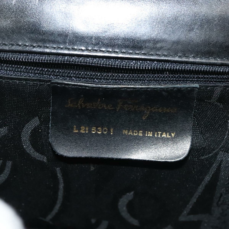 【日本直送】Salvatore Ferragamo Vala 手提包 皮革 黑金色 正品 BA4594-11