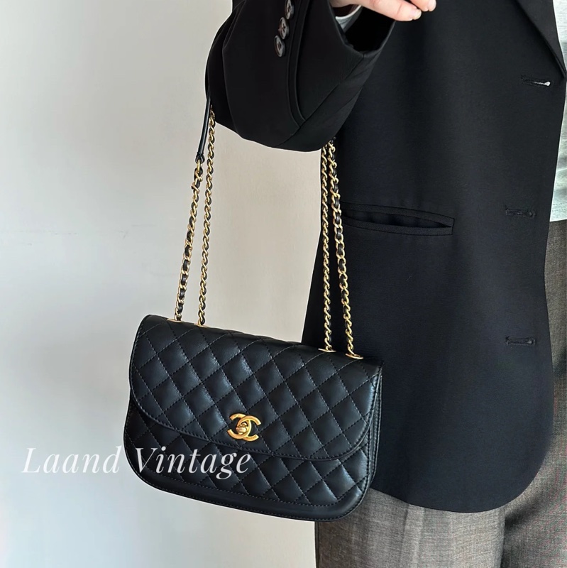 Chanel黑金荔枝牛菱格風琴斜挎包 #99新閒置 #絕版收藏 🉑肩背🉑斜挎-2