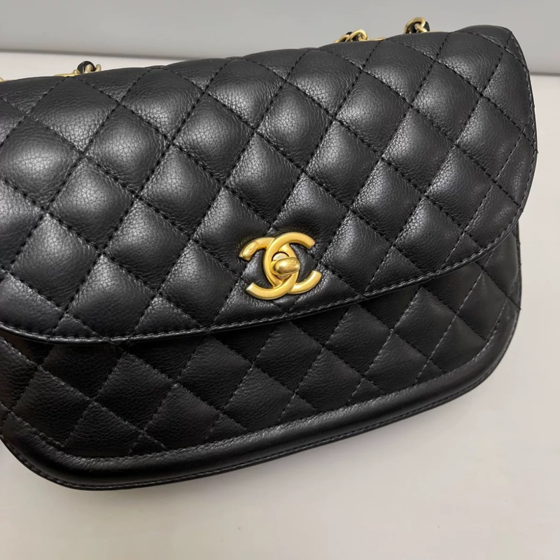 Chanel黑金荔枝牛菱格風琴斜挎包 #99新閒置 #絕版收藏 🉑肩背🉑斜挎-7