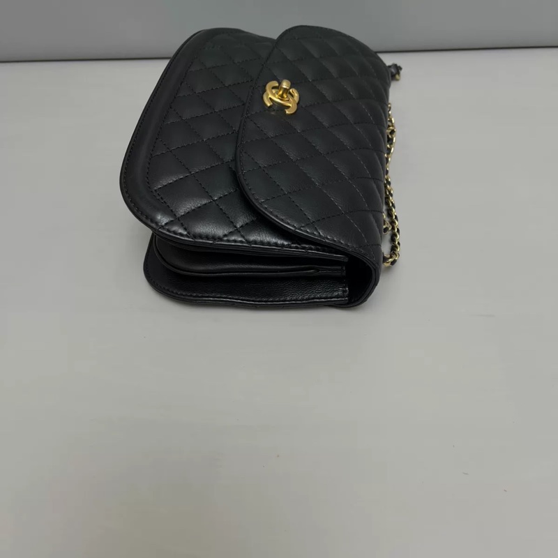 Chanel黑金荔枝牛菱格風琴斜挎包 #99新閒置 #絕版收藏 🉑肩背🉑斜挎-11