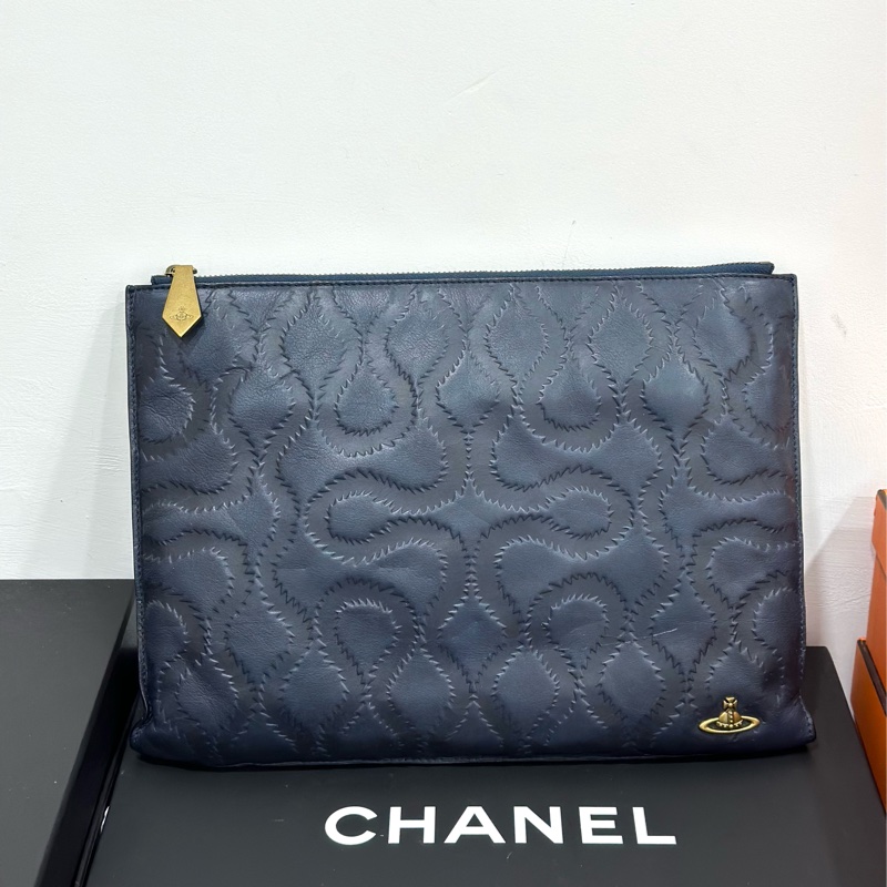 VIVIENNE WESTWOOD 深藍 手拿包 文件包 手挽包 收納包-0