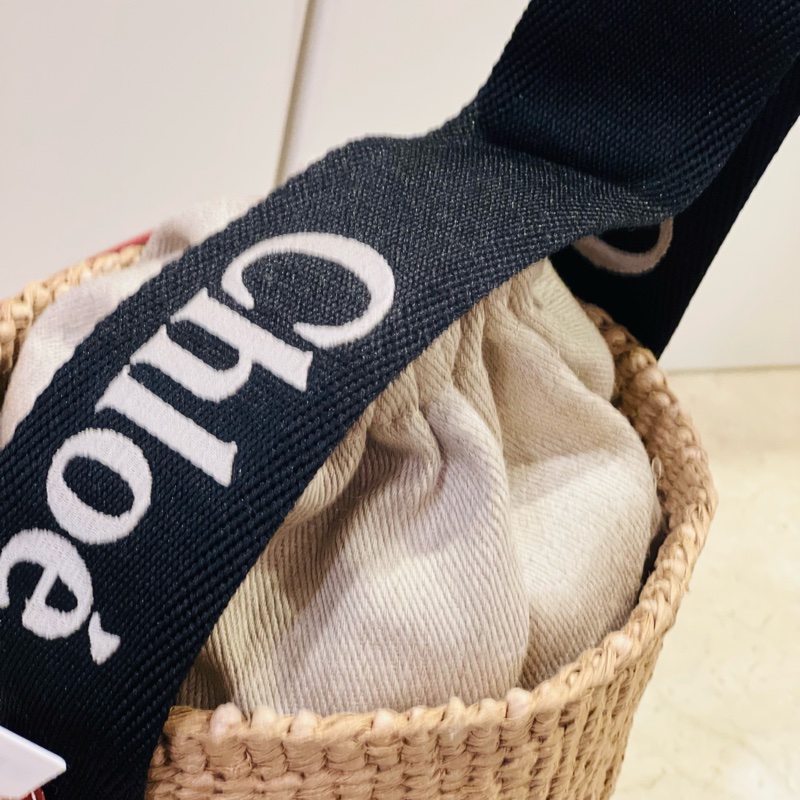 Chloe woody 經典草編水桶包(黑色提把)-14