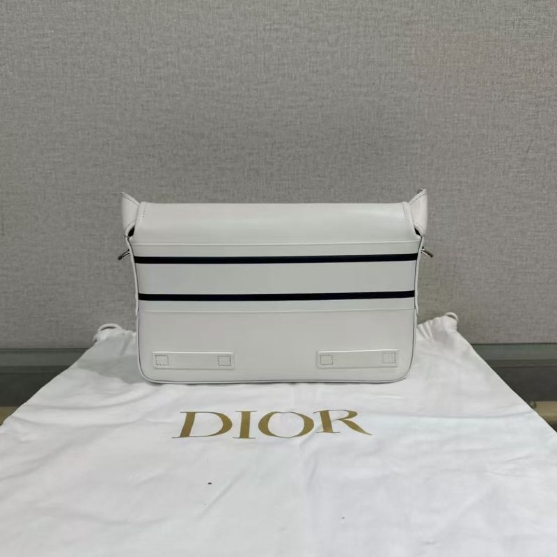✨DIOR 白色海軍條紋小號郵差肩背斜背包 24*16*8 98新 配件塵袋-5