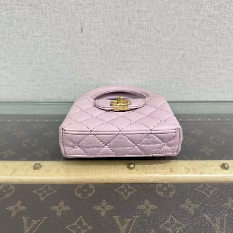✨CHANEL Kelly mini nano粉紫色金扣12*8*4 98新配件塵袋-3