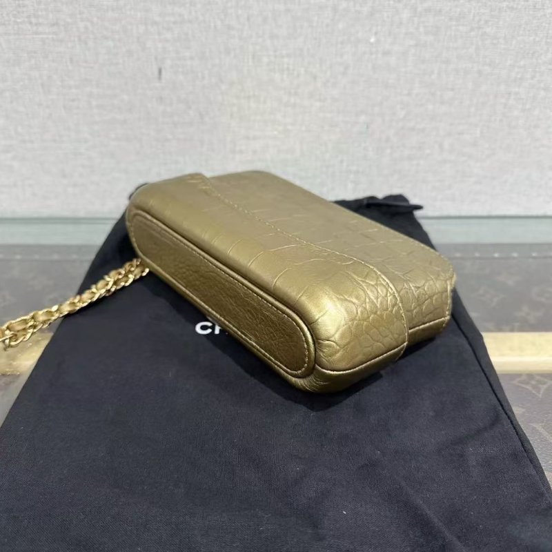 ✨CHANEL 鱷魚壓紋金色流浪mini 18*11*5 98新 配件盒子塵袋購證-4