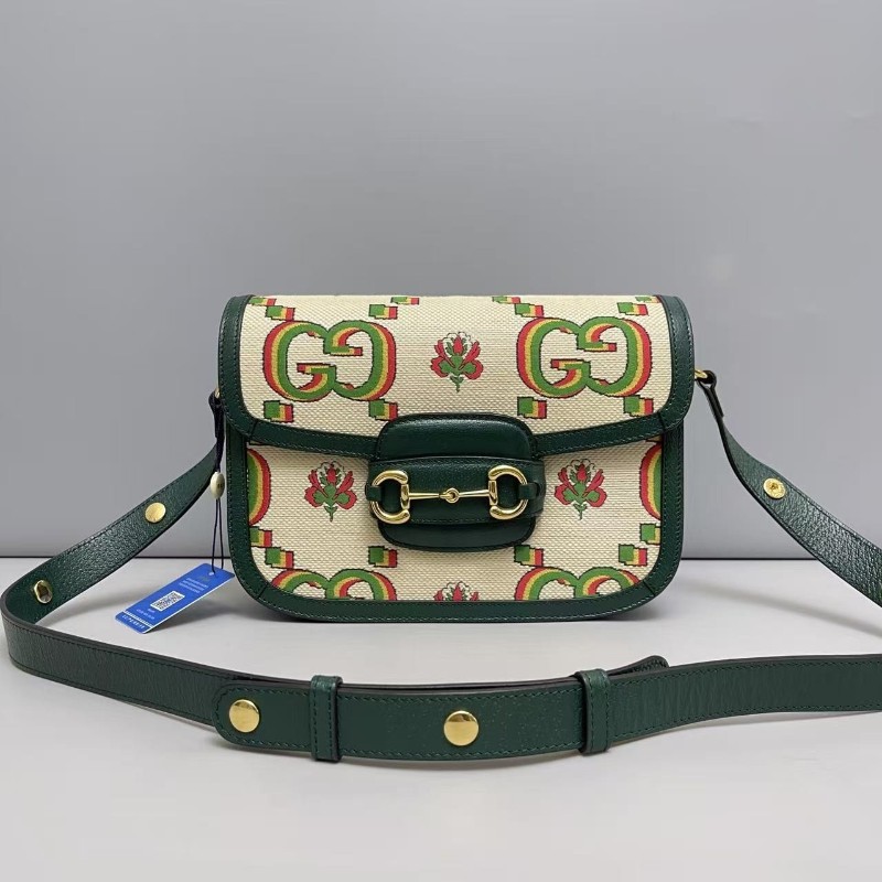 Gucci古馳 1955中號刺繡大logo馬鞍包 肩背包 斜背包-0