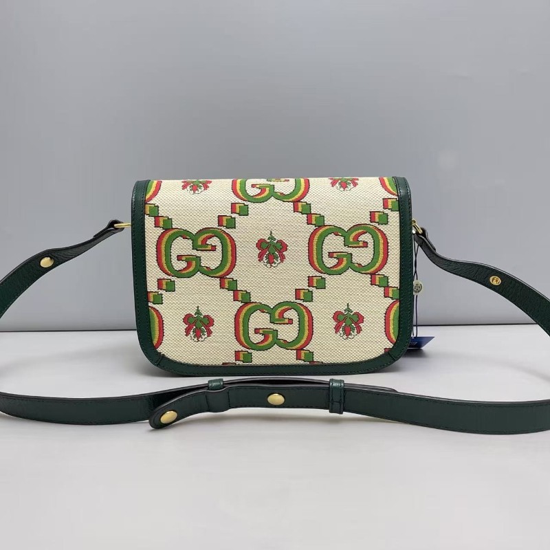 Gucci古馳 1955中號刺繡大logo馬鞍包 肩背包 斜背包-1