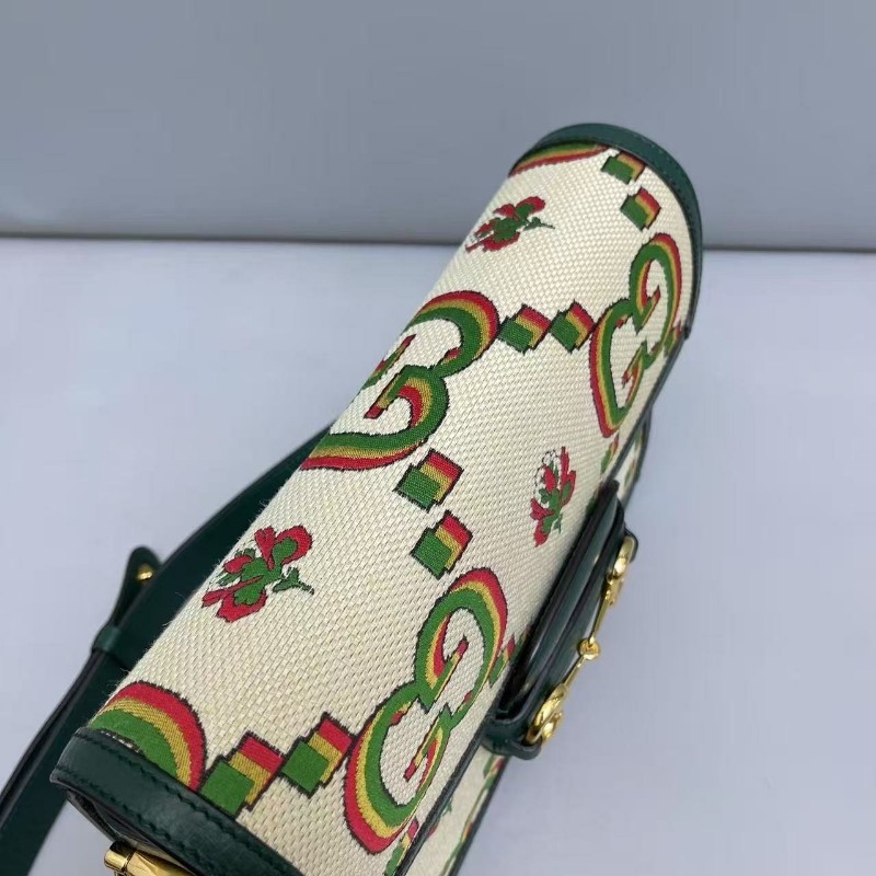 Gucci古馳 1955中號刺繡大logo馬鞍包 肩背包 斜背包-3