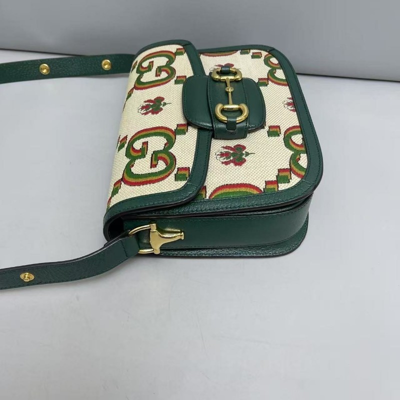 Gucci古馳 1955中號刺繡大logo馬鞍包 肩背包 斜背包-4