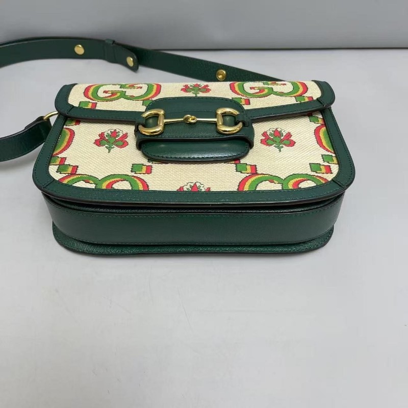 Gucci古馳 1955中號刺繡大logo馬鞍包 肩背包 斜背包-5