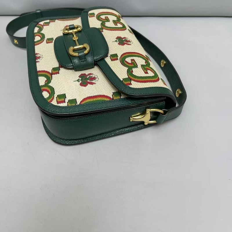Gucci古馳 1955中號刺繡大logo馬鞍包 肩背包 斜背包-6