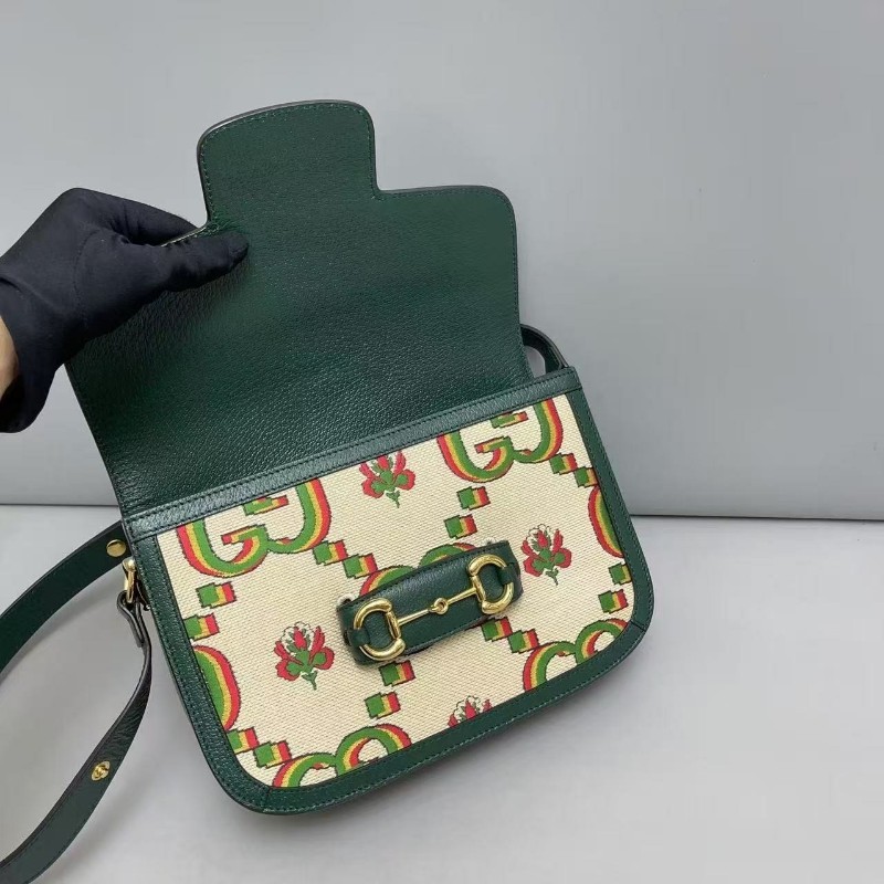 Gucci古馳 1955中號刺繡大logo馬鞍包 肩背包 斜背包-7