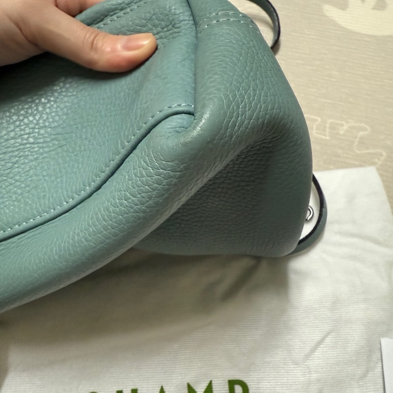 LONGCHAMP ROSEAU ESSENTIAL系列 金屬竹節 牛皮托特包-鼠尾草綠-5